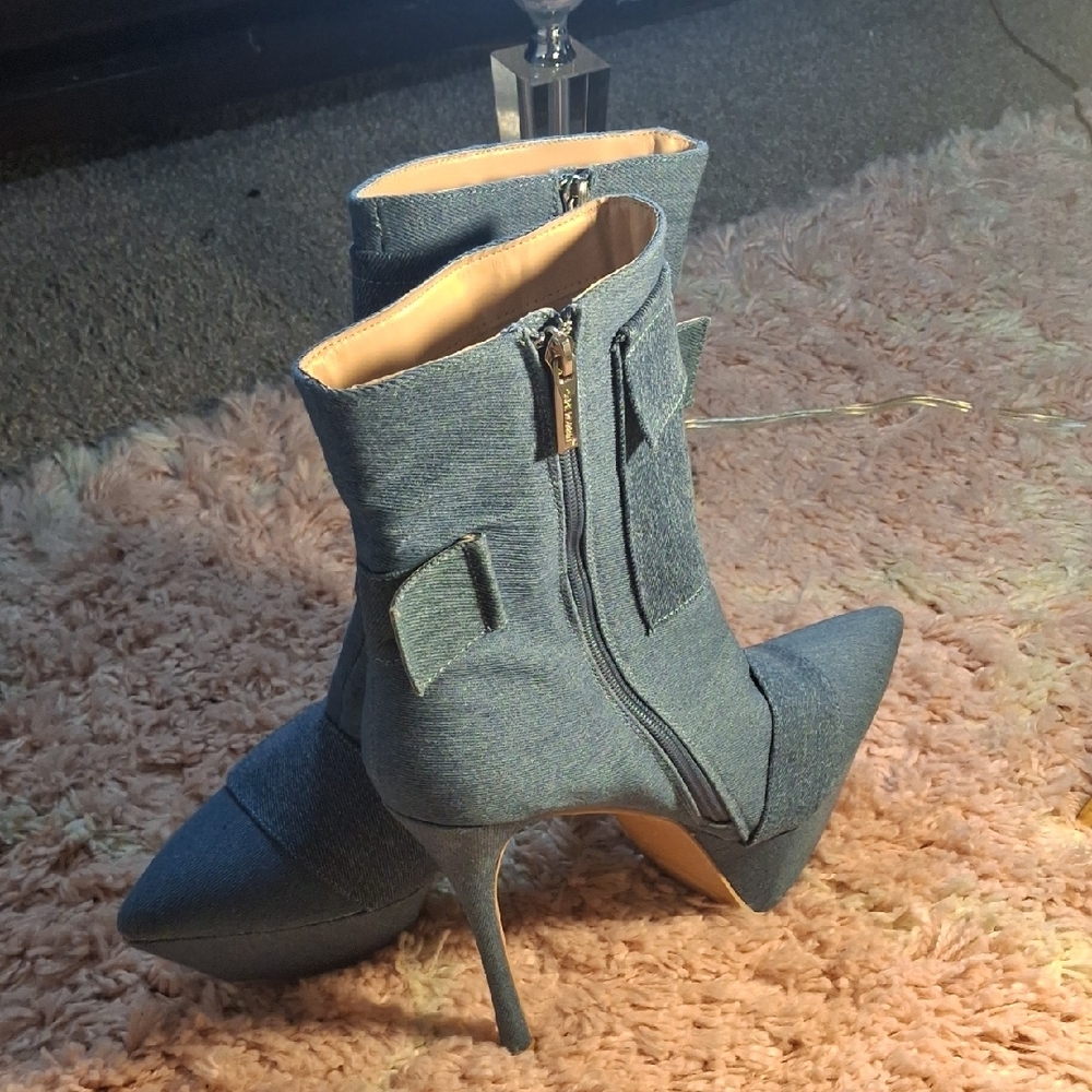 Cape Robbin Blue Patchwork Pointed-Toe Denim Stil… - image 2